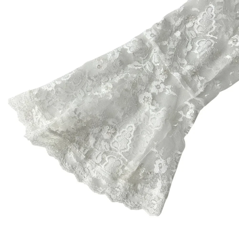 Victoria's Secret Y2K White Sheer Lace Bell‎ Sleeve Ruffle Nightie Lingerie (S)